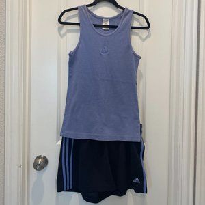 adidas Purple Stripe Shorts with matching Tank Size Large